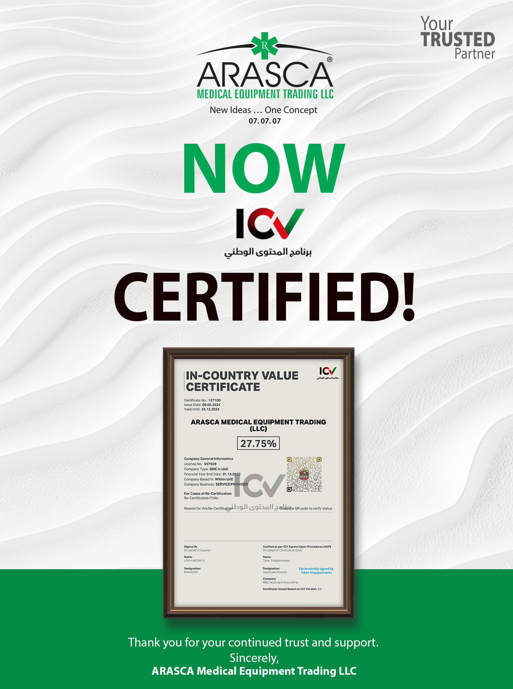 Your Trusted Partner for Growth, Now ICV Certified!